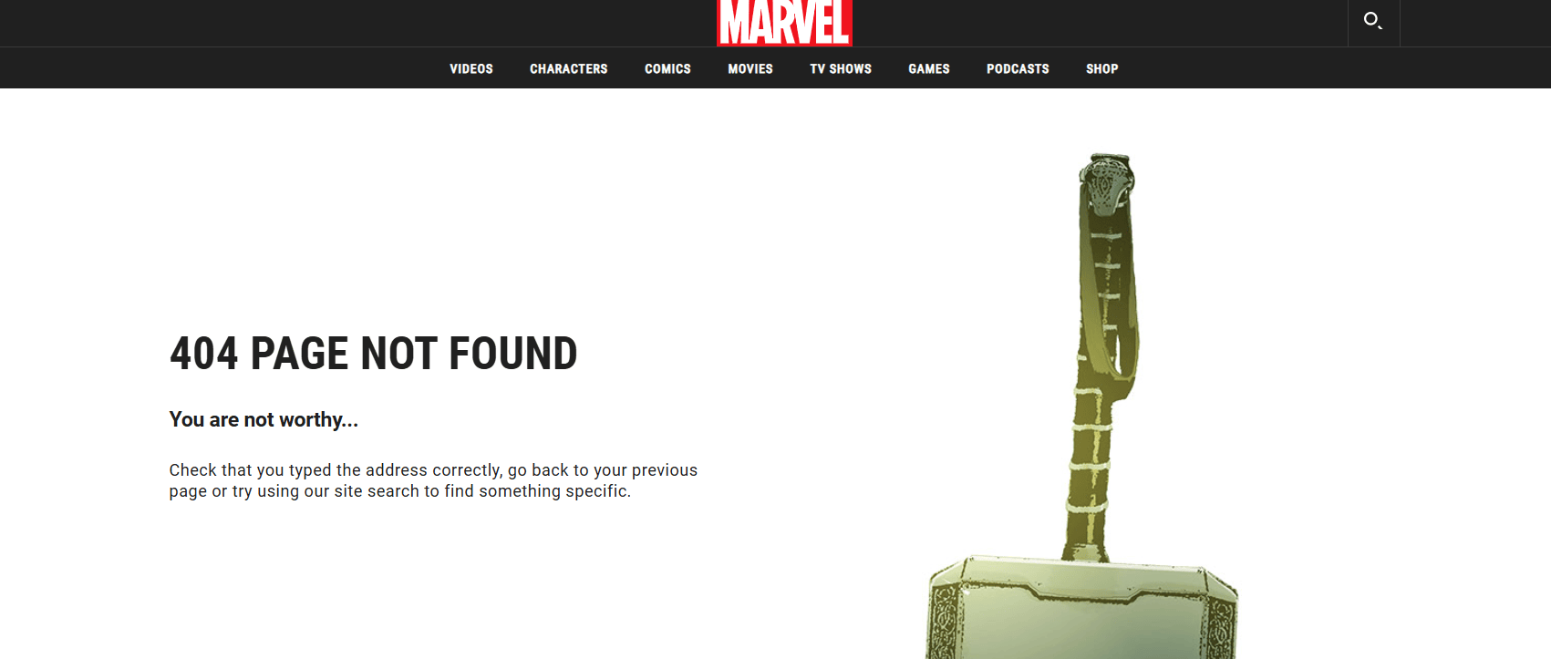Marvel 404 page design