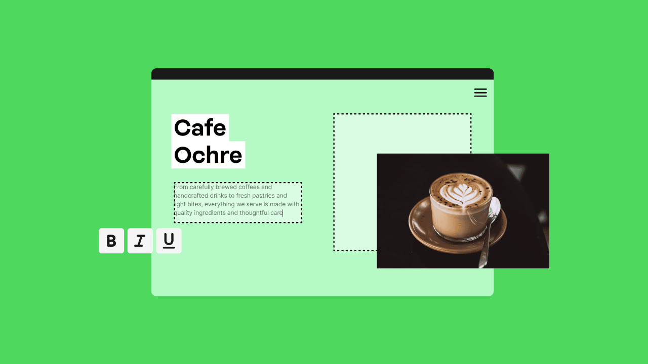Example of how to update content on a website using a drag-and-drop editor.