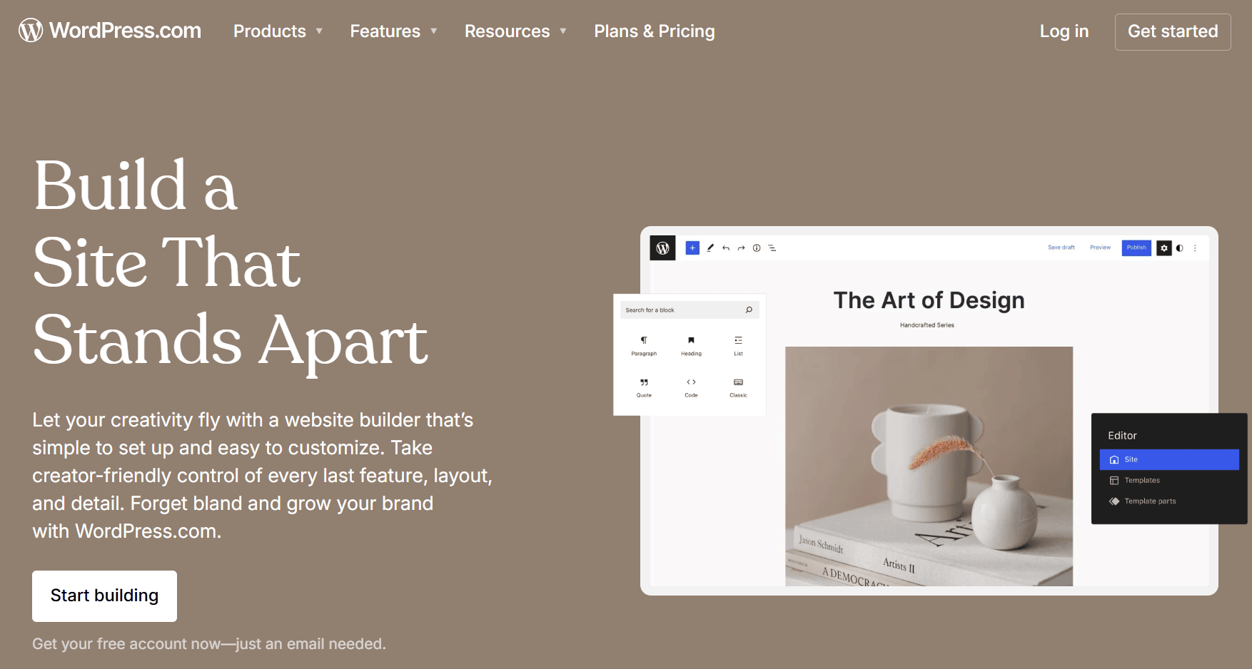 WordPress Website Builder product page.