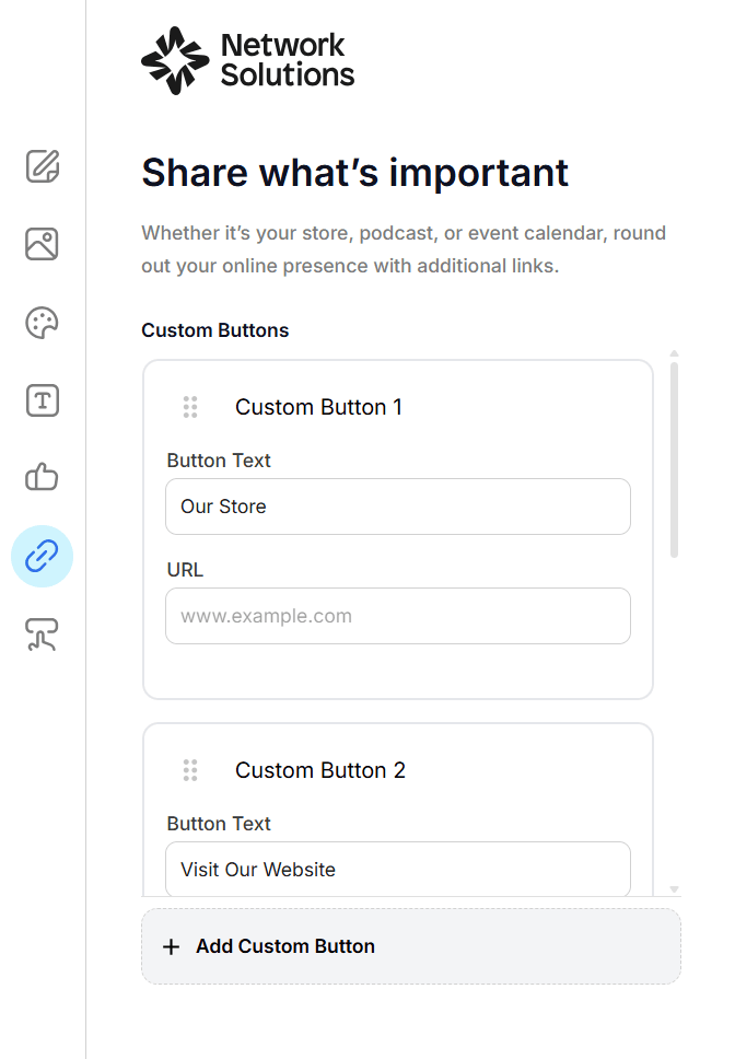 Customizable link in bio buttons