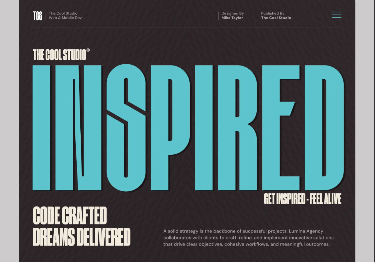 An example of bold typography website design