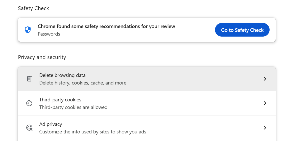 Google Delete Browsing Data