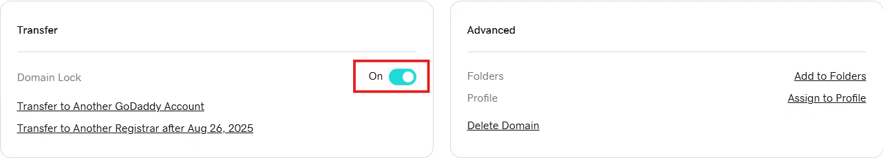 GoDaddy domain transfer Step 2