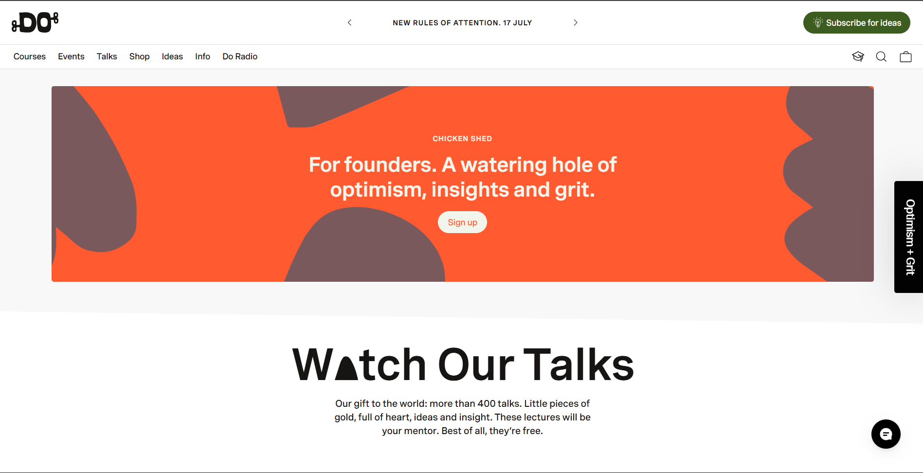 A part of The Do Lectures's website with scribble-like design.