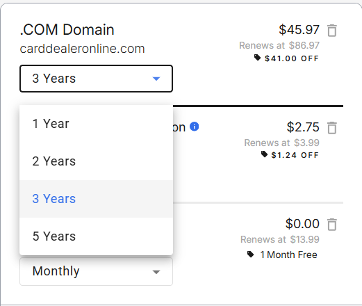 The term selection on our domains