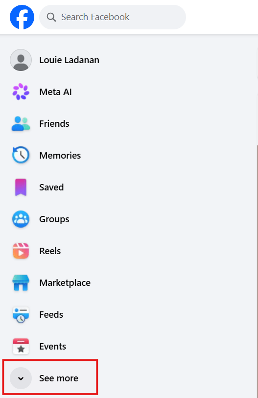 How to access your Facebook page on desktop via Explore section