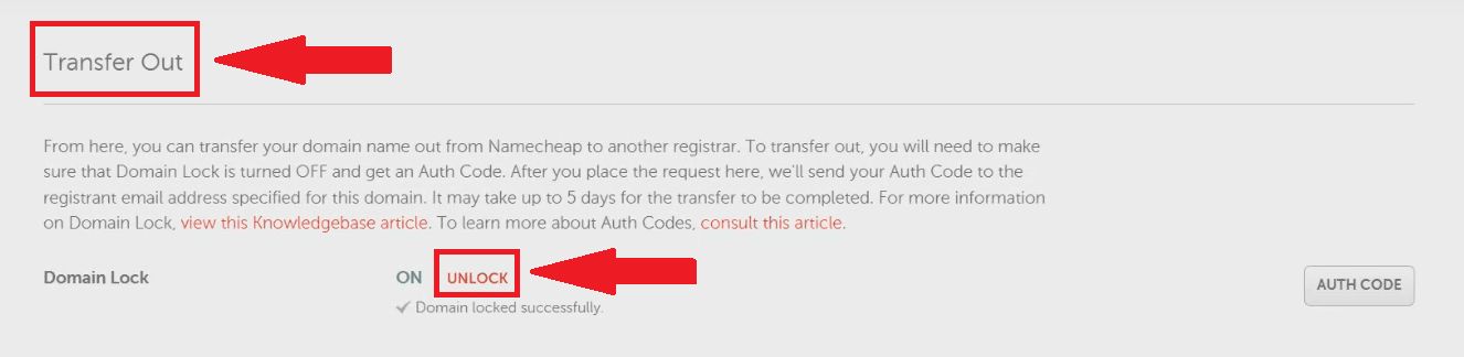 A screenshot of Namecheap's domain registrar lock button.