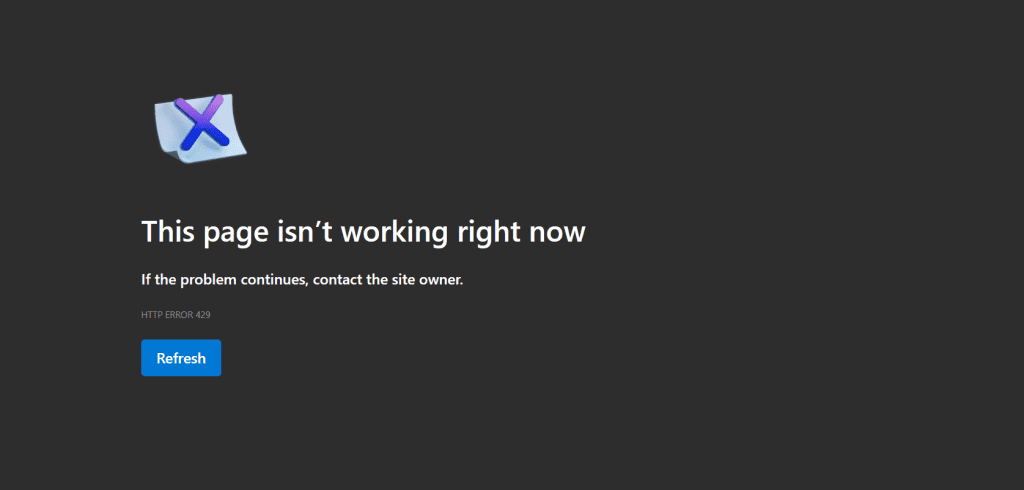 Screenshot of an HTTP error 429