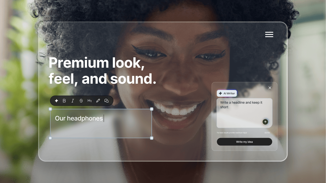 How to build a website: person designing a website with an AI writing tool.
