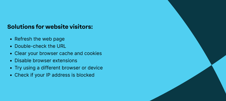 List of solutions to resolve 403 forbidden error for website visitors