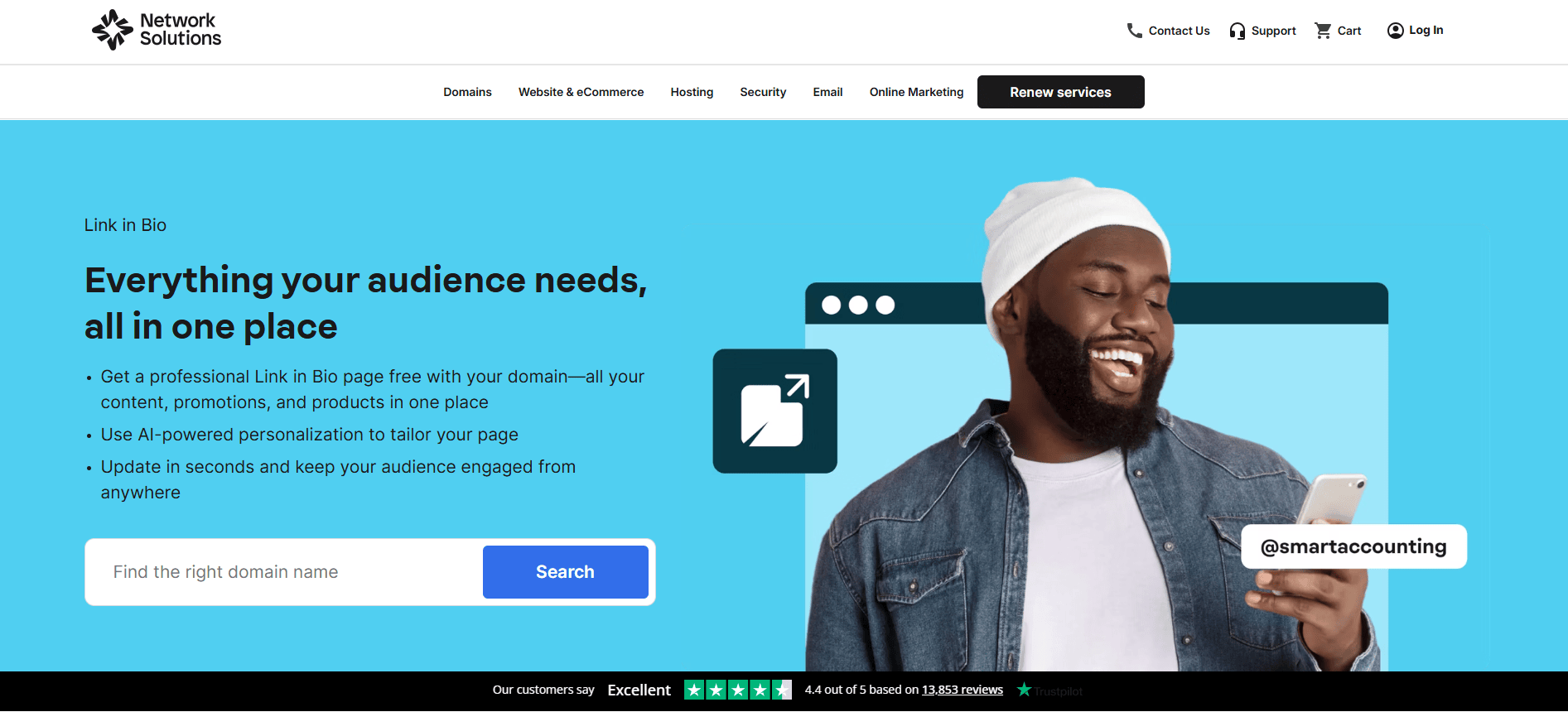 Network Solutions free Link in Bio tool