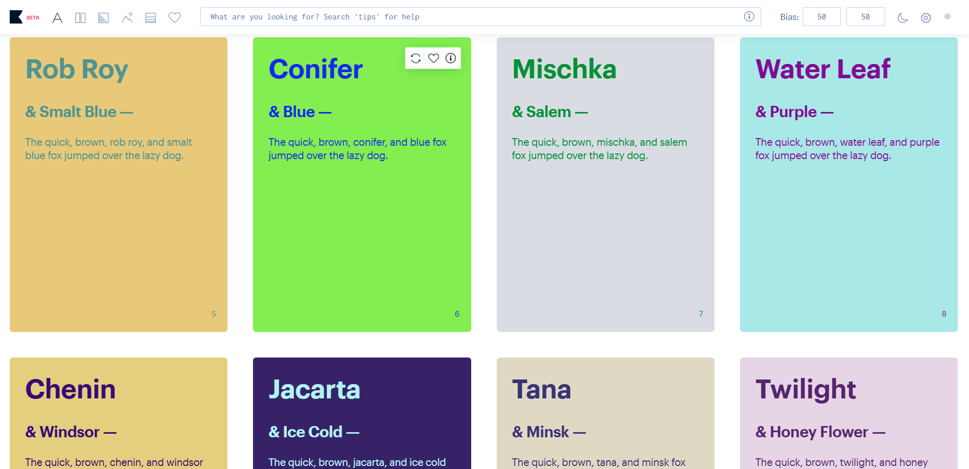 AI for design - Khroma dashboard