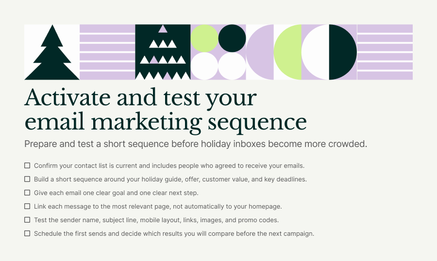2. Activate and test your email marketing sequence