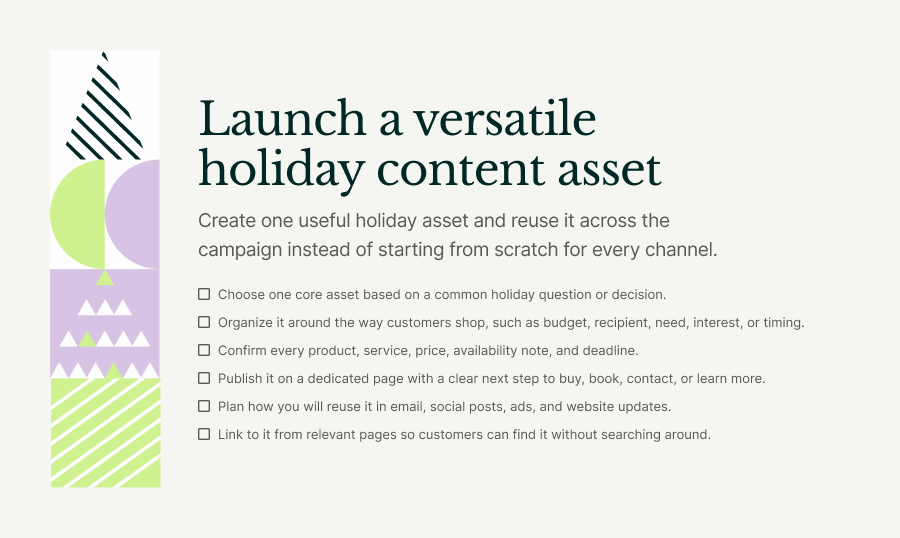 1. Launch a versatile holiday content asset