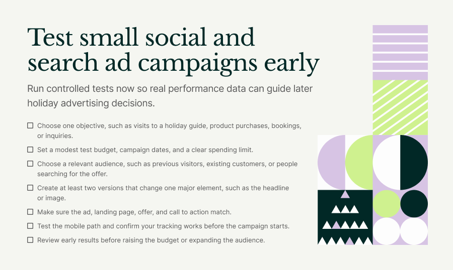 3. Test small social and search ad campaigns early
