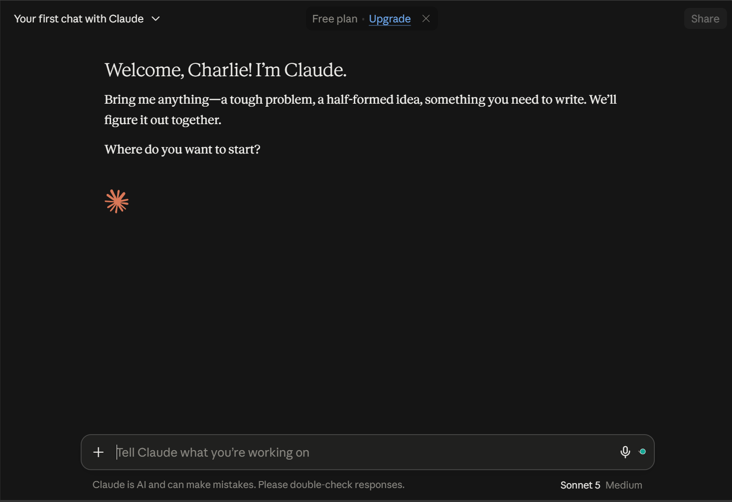 Claude's chat screen