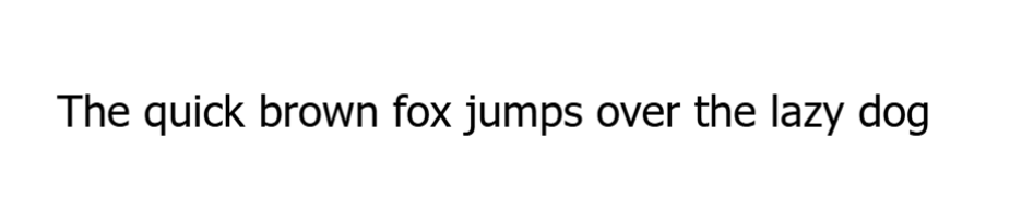 "The quick brown fox jumps over the lazy dog" sentence in Tahoma font