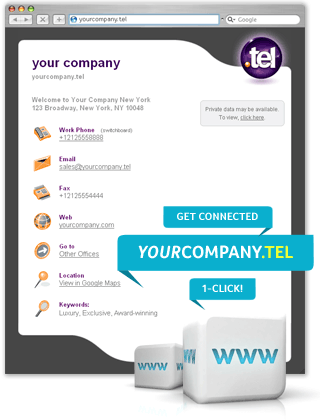 Get Connected. YourCompany.TEL. 1-Click!