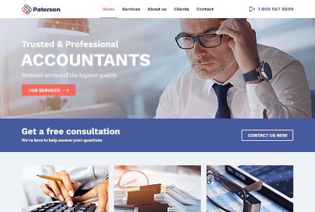 Accounting website showcasing professional services and consultations