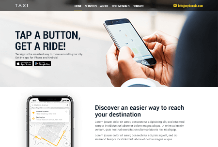 Mobile app landing page displayed on mobile phone
