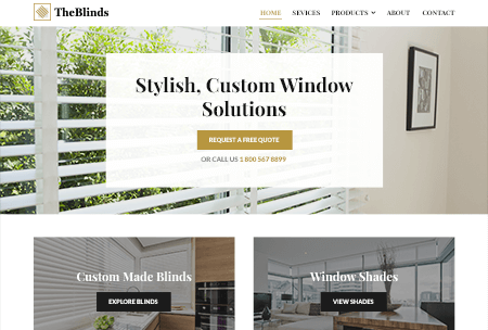 Blinds website with images of custom window treatments