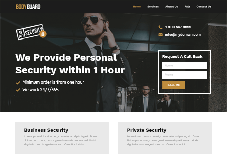 Body guard website with personal, business, and private security services