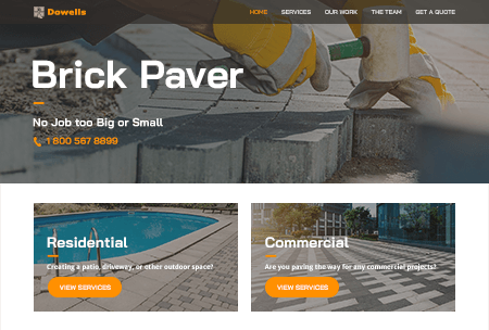 Brick paving website highlighting residential and commercial work