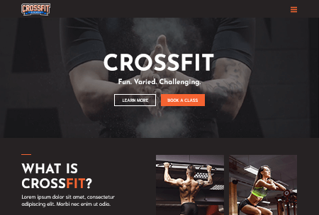 Crossfit website featuring educational and booking information