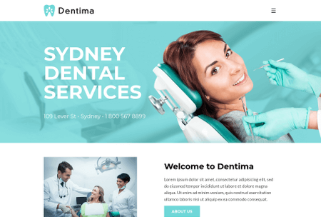 Dentist website highlighting family dental services and treatments