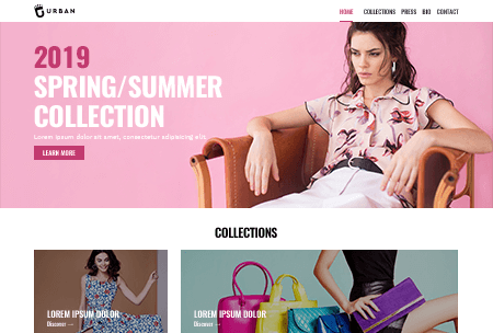 Fashion designer website with gallery of seasonal clothing collection