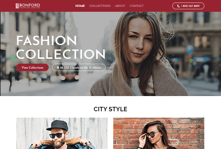 Fashion website showcasing online store with clothing brand’s latest styles