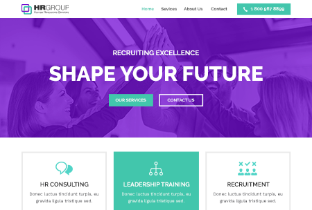 Human resources website with consulting, recruitment, and training services