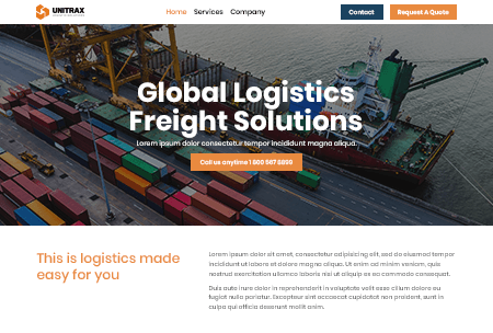 Logistics and freight website offering global shipping solutions