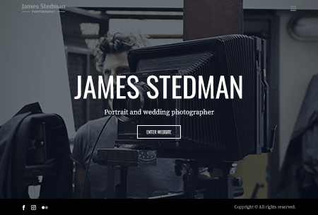 Photographer website highlighting portrait and wedding photography